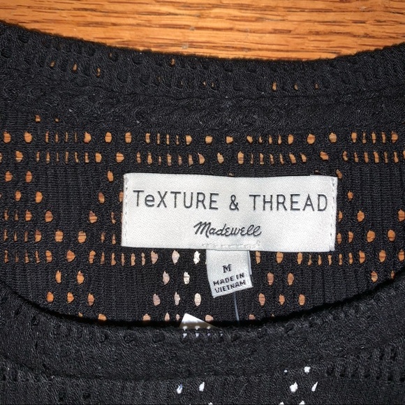 Madewell Black Modern Tie-Front Tee in Geo-Eyelet size Medium - Picture 8 of 11